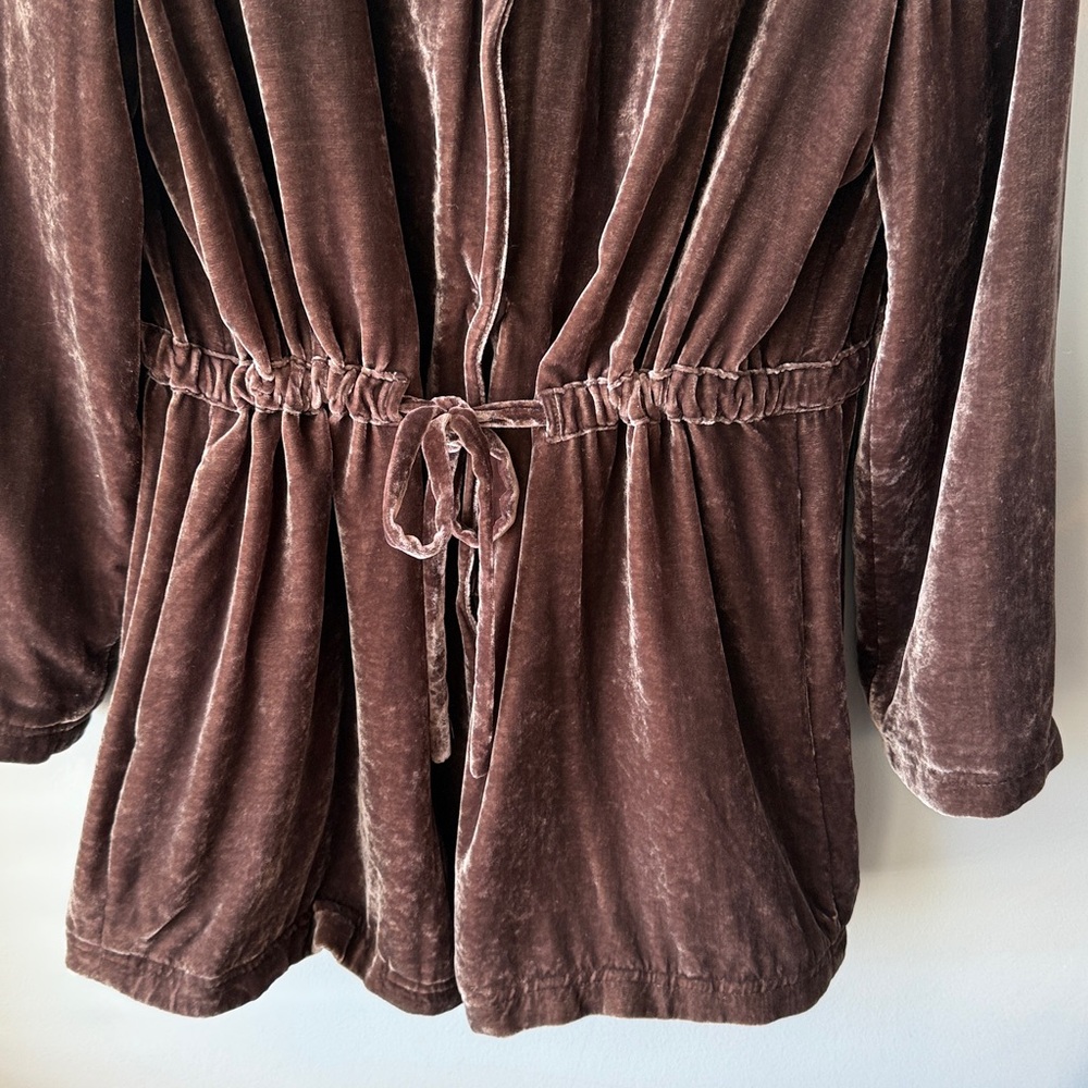 J. Jill Brown Velvet Silk Blend Snap Jacket - Picture 3 of 7
